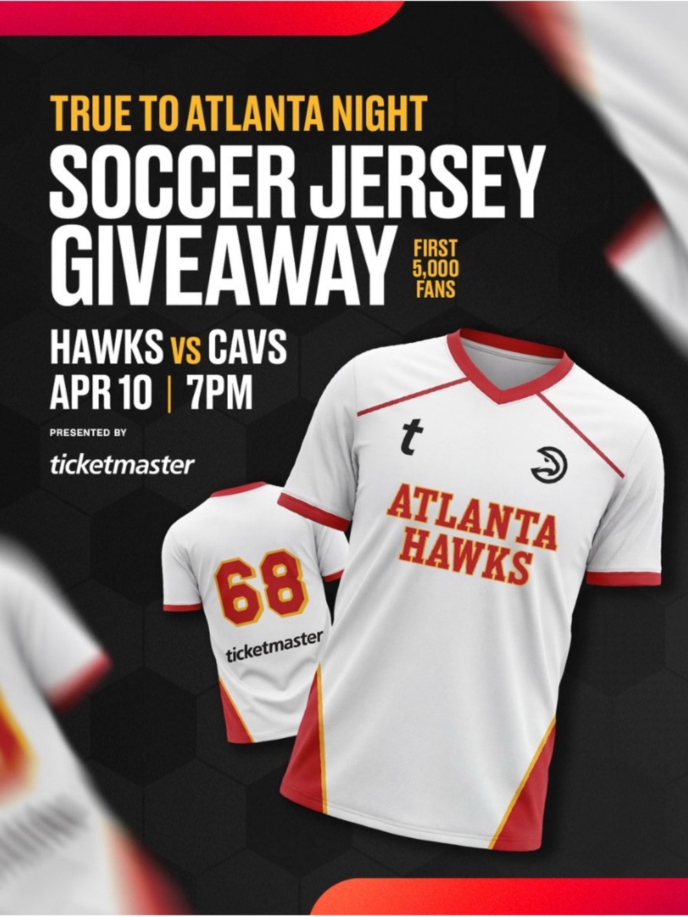 Atlanta HawksWhite & Red Soccer Jersey - Official Team Tee
